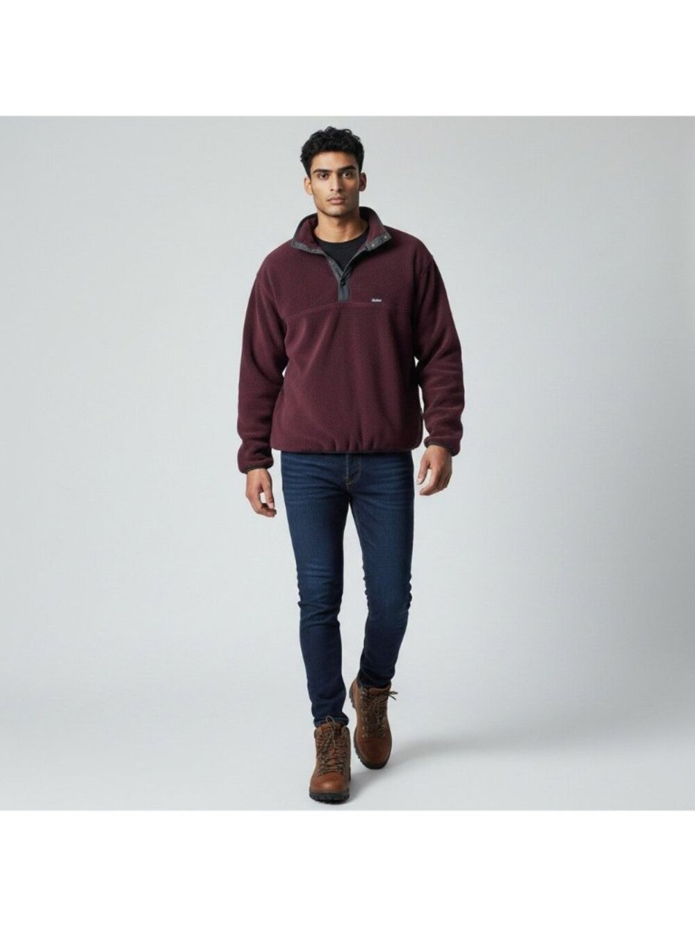 Vintage 90s Woolrich Polartec Maroon 1/4 Snap Fleece Pullover Mens Large USA